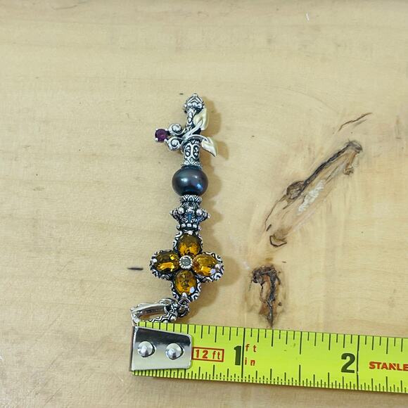 Barbara Bixby Pendant Enhancer Sterling 18k Gold Citrine Garnet Pearl Key Silver - Picture 12 of 14